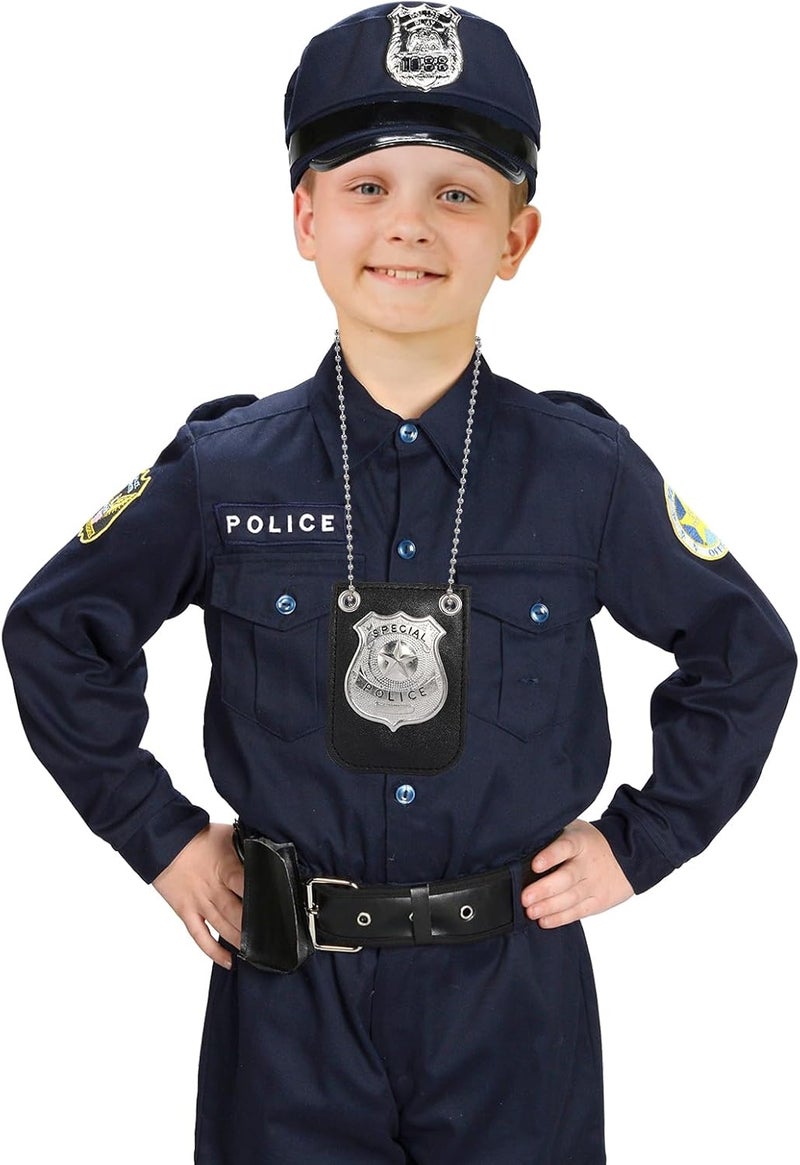 ERDOGLY Police Badge, Police Officer Badge for Kids Cop Costume Accessories, Halloween Police Pretend Play Dress up, Detective Security Badge with Chain & Belt Clip - Image 4